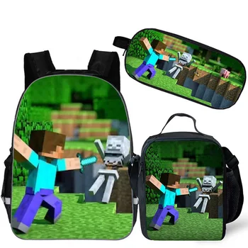 

Hot Game Anime Backpack Boys Cartoon School Bags Primary Backpack School Bags for Boys Mochila 3 pcs set