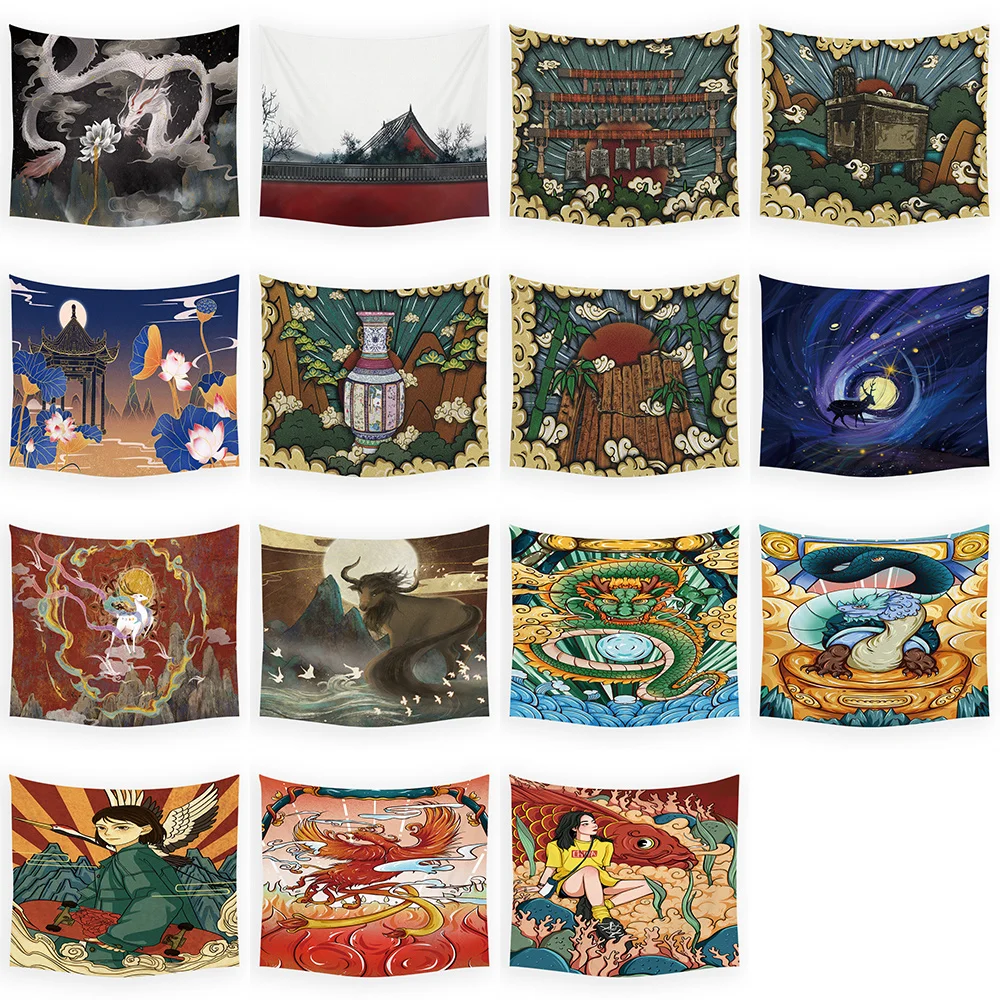 

Anime Heroine Indian Mandala Tapestry Wall Hanging Chinese Style Vase Witchcraft Tapestry Dragon Bohemian Gypsy Tapestries Tapiz