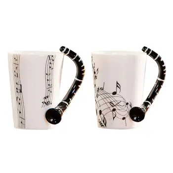 

Clarinet Music Mug Unique Handle Art Musical Notes Holds Tea Coffee Milk Ceramic Mug Cup Best Gift 425C