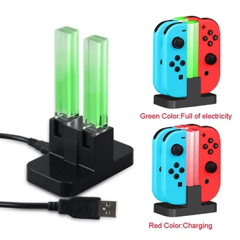 

4- In-1 LED USB Charge Station Dock Stand For Nintendo Switch Joy-Con Controller