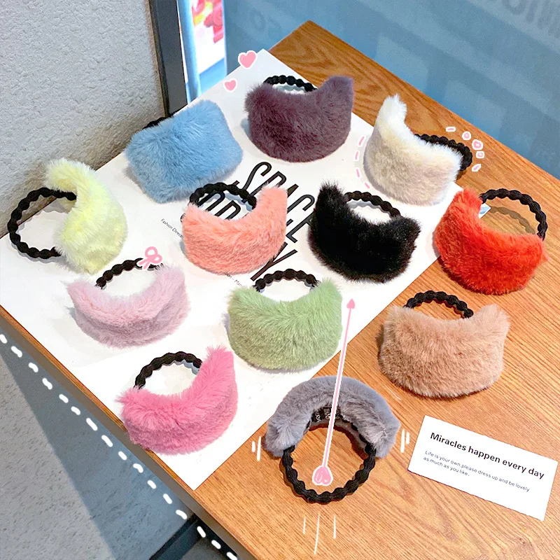 

Ruoshui Woman Simulation Fur Hair Ties Girls Rubber Band Women Ponytail Holders Elastic Hairband Hair Rope Gum Ornaments