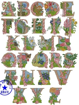 

14/16/18/25/22 COLOR AIDA lovely beautiful counted cross stitch kit garden flower alphabet list ABC
