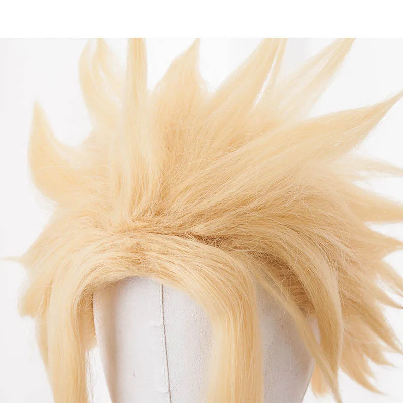 Morematch My Hero Academia Boku No Hiro Akademia All Might Short Golden Synthetic Heat Resistant Cosplay Hair Wig+One Cap