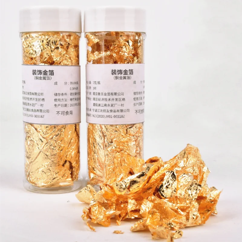 Lámina en polvo de oro/plata de 24K, hoja dorada genuina, papel artesanal para decoración de alimentos, cuidado de la piel