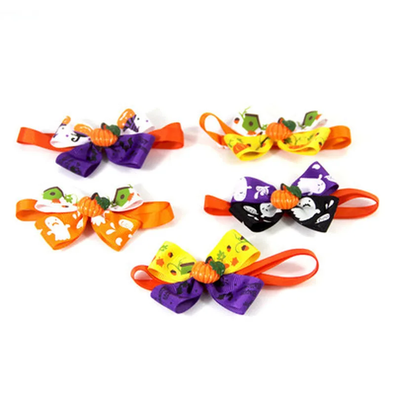 

Halloween Pet Dog Decoration Pumpkin bow tie Festival Collar Cat Ornament Ghost Bat Bow Small Dogs Puppies Tie Collar Harness