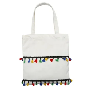 

2018 new color tassel canvas bag women female student bag fashion single shoulder portable shopping bags ladies handbag tote bag
