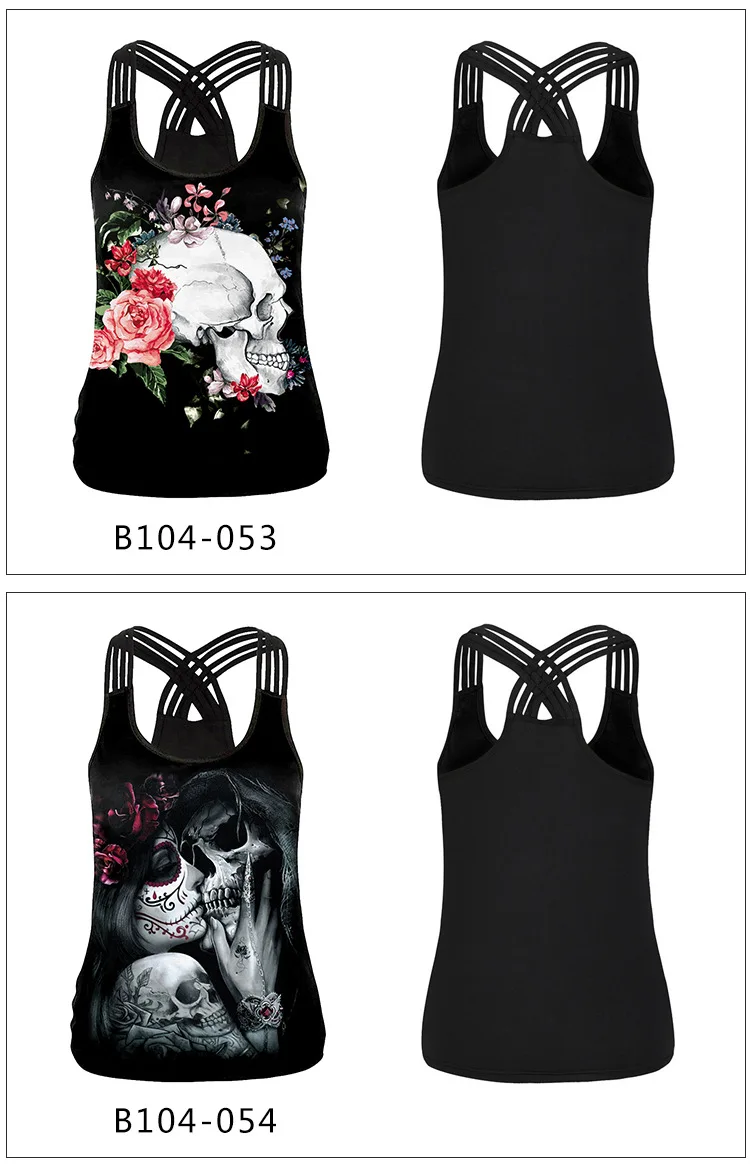 New Halloween Europe and America Women's Wear Cross-border 3D Terror Skeleton Digital Printing Vest