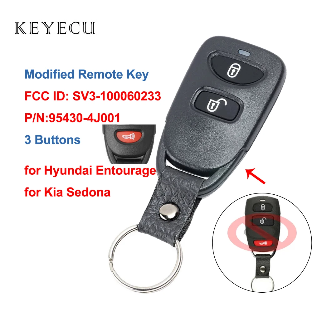 

Keyecu Modified Remote Car Key Fob 3 Buttons for Hyundai Entourage for Kia Sedona 2006 2007 2008 2009 SV3-100060233, 95430-4J001