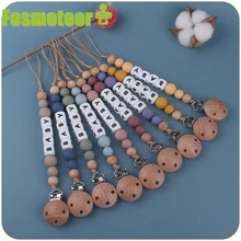 Fosmeteor – attache tétine en Silicone pour bébé, cadeau, nom personnalisé, chaîne de sucette, Clip factice, perles de qualité alimentaire 