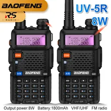 2 шт. BAOFENG UV-5R 8 Вт высокомощная портативная рация VHF UHF любительская радиостанция двухдиапазонный радиоприемник HF Amador UV 5R Охота