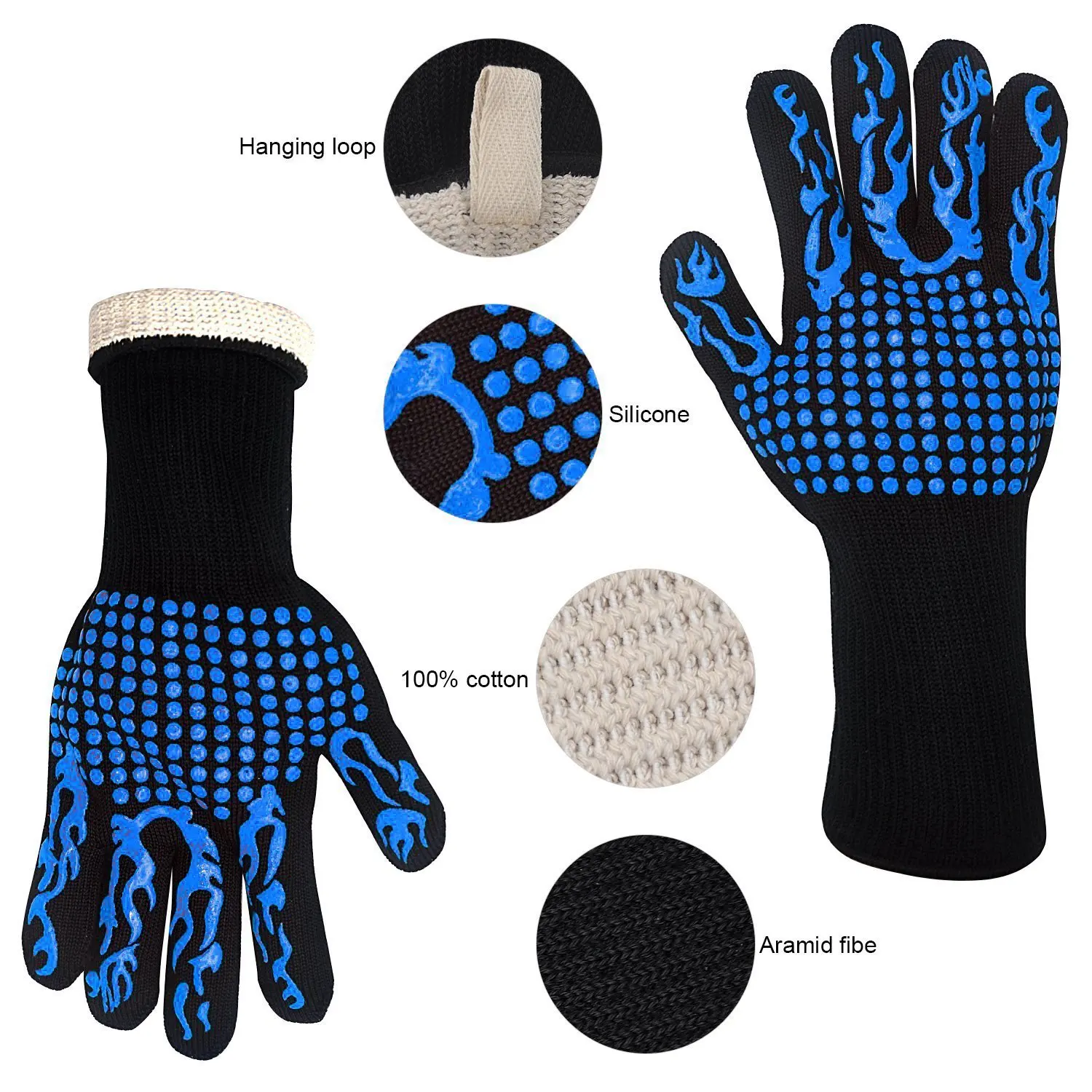 1Piece BBQ Oven Fireproof Heat Resistant Glove 800 Degree Heat Resistant Glove Microwave Heat Lnsulation Tool Silicone Oven Mitt