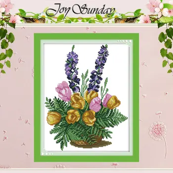 

Flower Basket (3) Patterns Counted Cross Stitch 11CT 14CT Cross Stitch Sets Chinese Cross-stitch Kits Embroidery Needlework