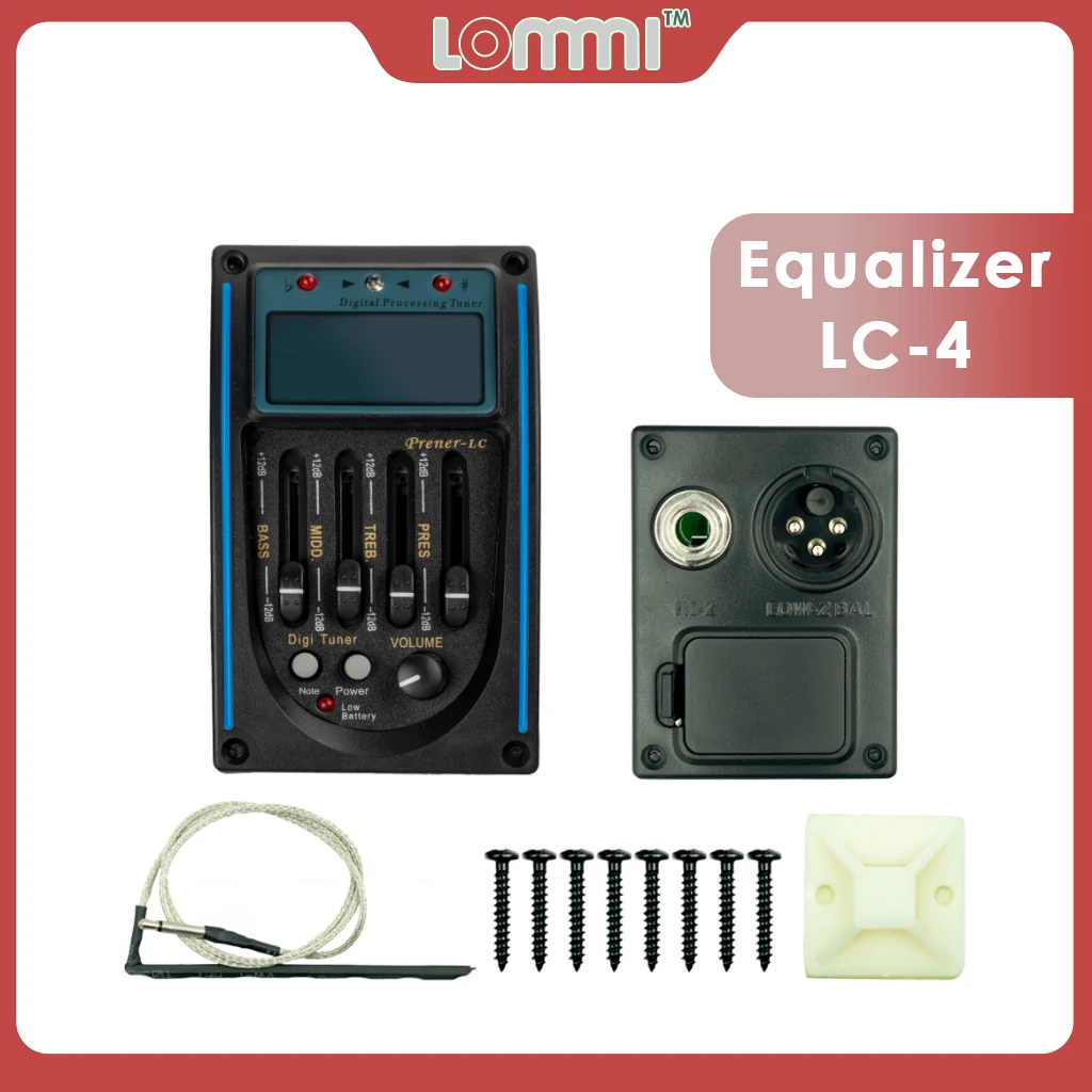 

LOMMI LC-4 Prener-LC 4 Band Acoustic Guitar Preamp EQ Equalizer Piezo Pickup Tuner Amplifier LCD Mic Preamplifier Tuner