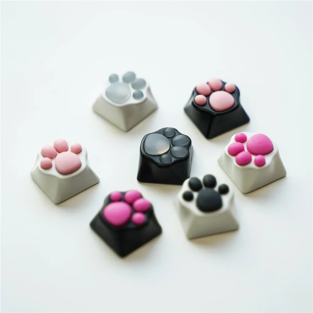 Llaveros de Aluminio con diseño de cerezas MX para gatos, llaveros de Metal con diseño de gato y Pata de Gato, con almohadilla ESC de Gel de sílice, DIY
