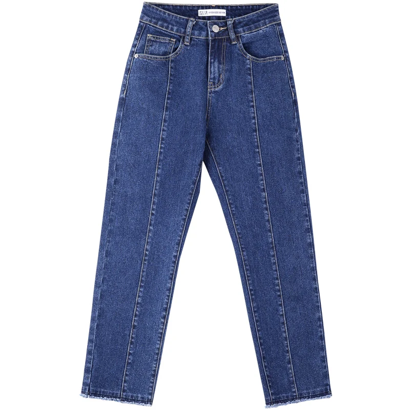 LEIJIJEANS new arrival Dark blue mid-rise straight ladies jeans fashion casual nine points plus size jeans 9093
