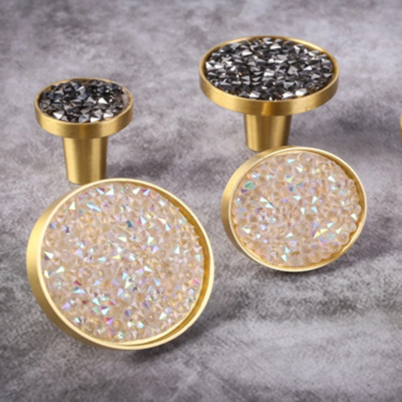 Brass Cabinet Knobs Simple Nordic Wardrobe Dresser Knobs Diamond (1)