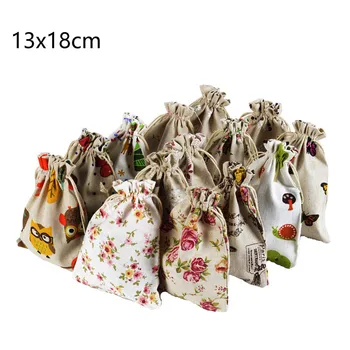 

10pcs 13 X18cm Calico Bouquet of Pocket Drive Midge Sweet Bursa Empty Jewelry Gift Bag Package Box Bags Gift Decoration Supply