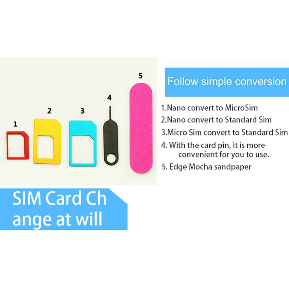 5 в 1 Nano sim-карта для микро стандартных конвертеров адаптер Набор для iPhone аксессуары