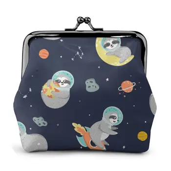 

OLN Funny Sloth Astronaut Stars Planets Rockets Fashion Women Wallet Small Ladies Purse Female Wallet Coin Purse