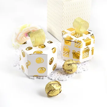 

candy paper packaging flower gift box коробка упаковка Hot stamping gift hexagonal box exquisite sugar cellofaan zakjes Коробка