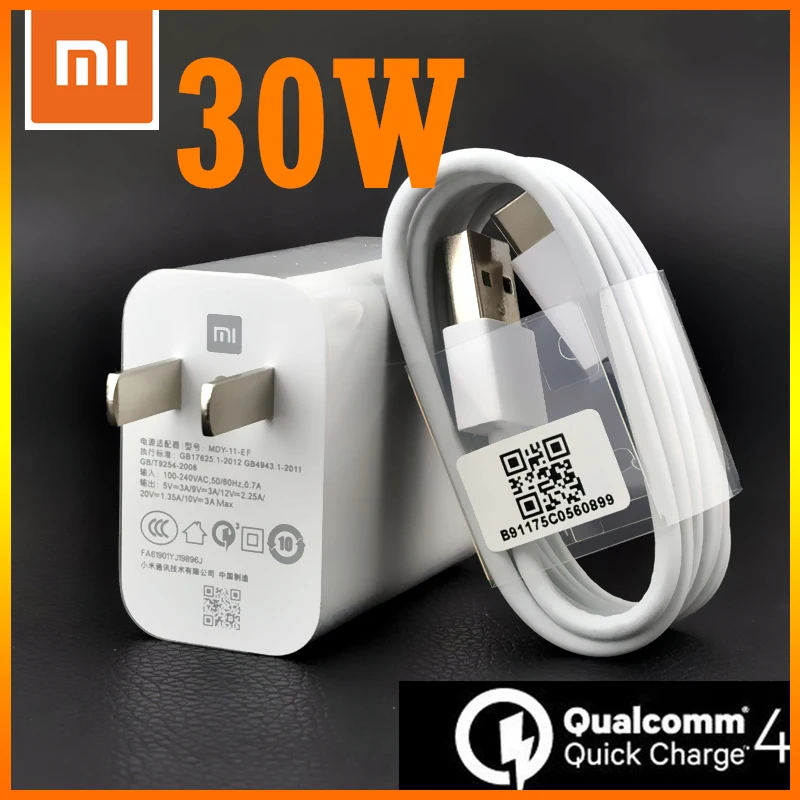 Быстрое зарядное устройство Xiaomi Mi 10 30 Вт оригинальный адаптер турбо-зарядки QC 4 0
