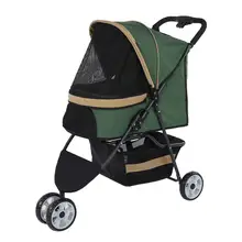 Уличная тележка для животных, собак, кошек, переноска, 3 колеса, коляска для домашних животных, складная переноска для собак, кошек, для путешествий, прогулок, зеленый, один ключ, складные инструменты