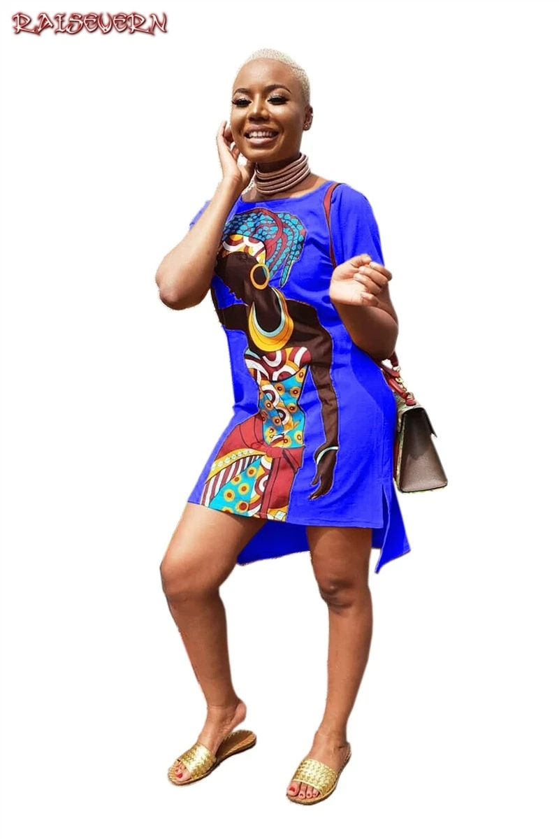 2019 Africa National Style Print Dress Woman Summer Retro Short Sleeve Dashiki Riche Bazin O-neck African Clothing For Women | Женская