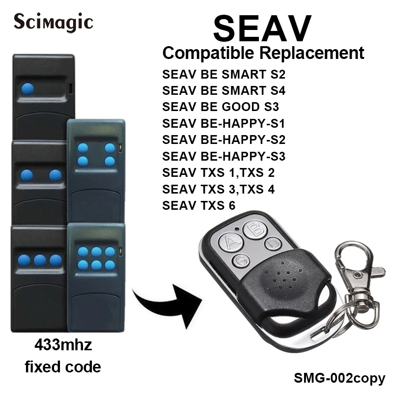 SEAV TXS 1,2, 3,4, 6 дубликатор дистанционного управления 433,92 МГц SEAV BE HAPPY S1, HAPPY S3, BE SMART S2 командный передатчик