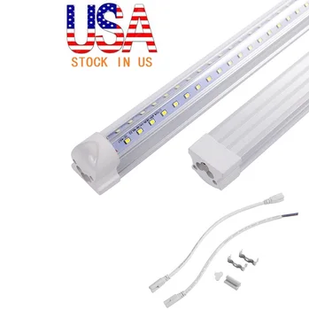 

V-Shaped 4ft 5ft 6ft 8ft Cooler Door Led Tubes T8 Integrated Led Tubes Double Sides SMD2835 Led Fluorescent Lights 85-265V