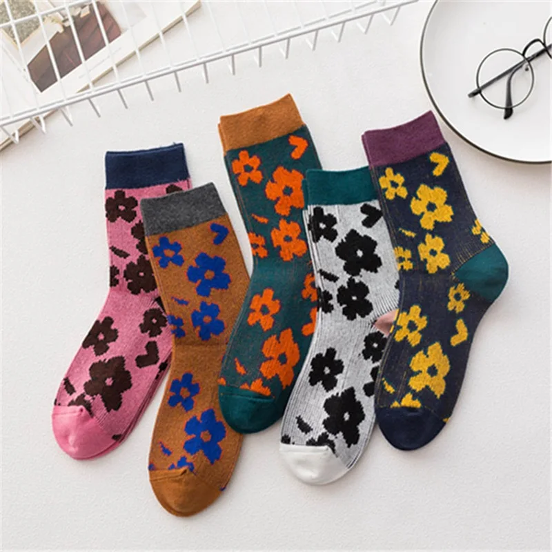 Лидер продаж; модные креативные японские носки в стиле Харадзюку; сезон весна-осень-зима; короткие носки с подсолнухами; повседневные цветные хлопковые забавные носки