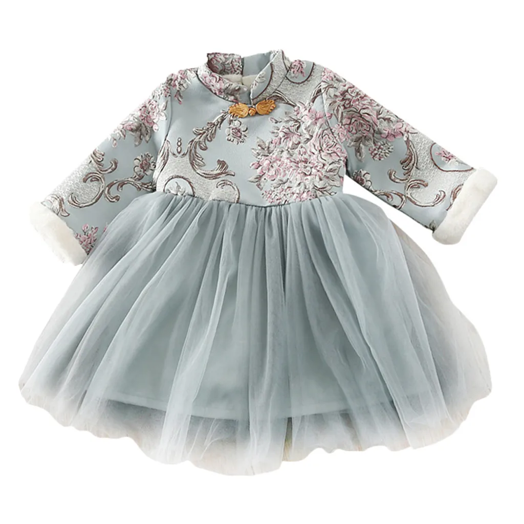 Vestidos/ топ для девочек; Новинка; Детский костюм в стиле Тан для девочек; платье принцессы с вышивкой; Новогоднее платье с фатиновой юбкой; Sukienki Dla Dziewczynek - Цвет: Green