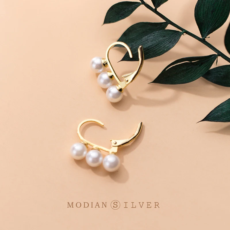 Modian Аутентичные 925 стерлингового серебра роскошный золотой Цвет жемчуг Хооп