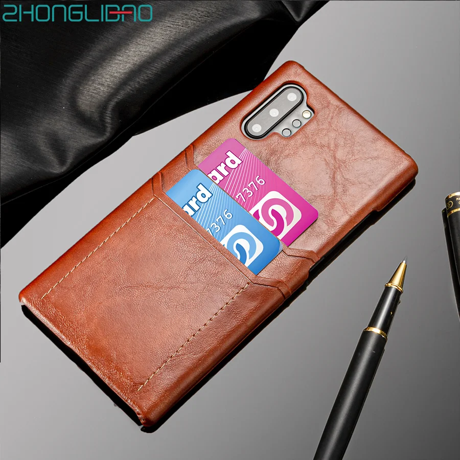 Чехол для держателя карты для samsung Galaxy Note 10 Plus Note10 Note10+ Coque роскошный кожаный тонкий кошелек ударопрочный жесткий чехол для задней панели etui
