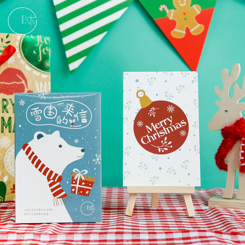 

30 Pcs/lot Letter from the snow country Postcard Set Letter Envelope Merry Christmas Greeting Cards Gift New Years Postcards