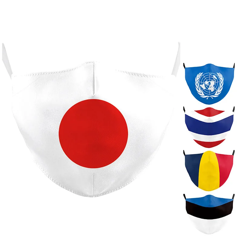 

UN Thailand Japan Belgium Estonia Print Masks Fashion Kids National Flag Mouth Mask With Filter Reusable Face Mask For Adult