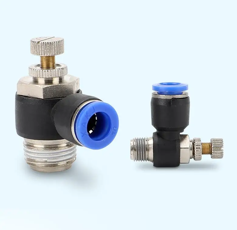 Description Picture 4 of itemSL Pneumatic L type Speed Flow Controller 4-12mm OD Hose Tube 1/8" 1/4" 3/8" 1/2"BSP Male Gas Airflow Limit Valve Quick Fitting