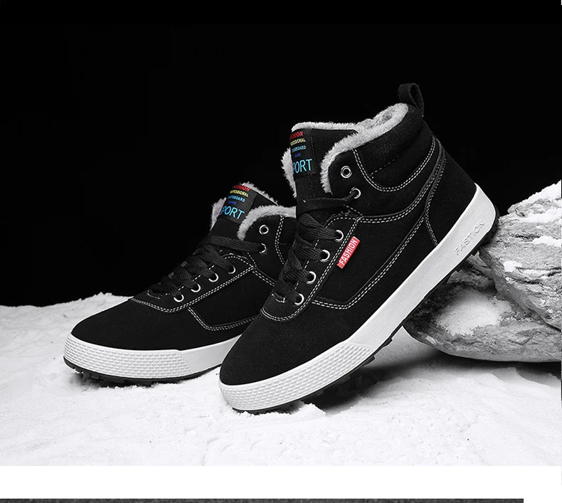 UEXIA Men Boots Men Winter Shoes Plus Size 39-48 Warm Ankle Botas Hombre For Winter Boots Shoes Men Plush Winter Sneakers Mens