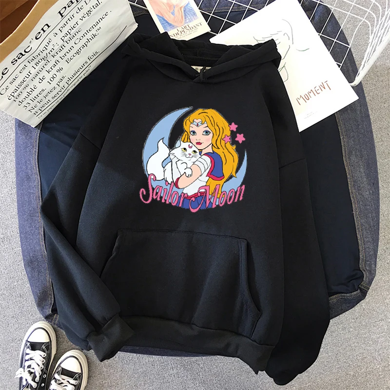 

Sailor Moon Hoodies Autumn Winter 10 color Hooded Sweatshirt Fashion loose cartoon student basic Hoodie Hip Hop Pullover Hoody