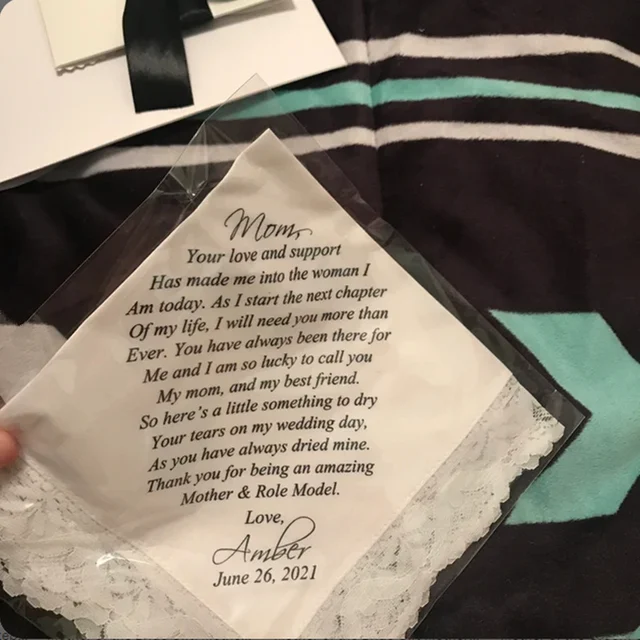 Egyéni Esküvői Hankies, Zsebkendő A Menyasszony És Vőlegény Anyjának, Másnaposság Ajándéka Kedvezmények, Nyomtatott Hankie - Image 2