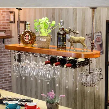 

European solid wood home wine rack personality cup holder creative bar wine glass rack goblet hanging hanging wine rack