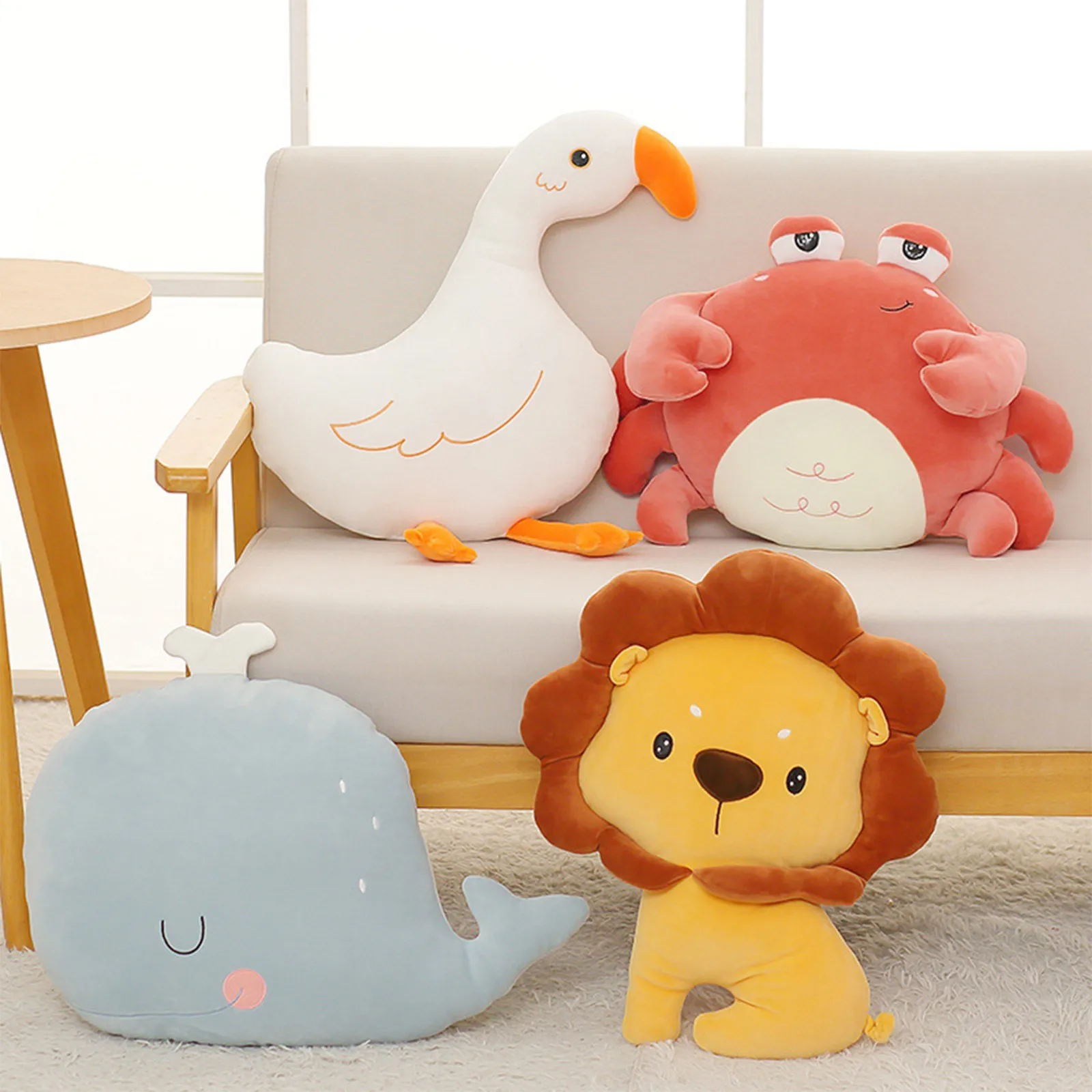 Almohada de peluche con forma de cangrejo para niños, cojín para dormir, cojines de muñeco para decoración, regalos de navidad