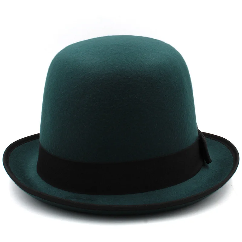 

Wool fedora hat fluorescent green dome curling big brim woolen top hat travel outdoor modeling with felt hat jazz