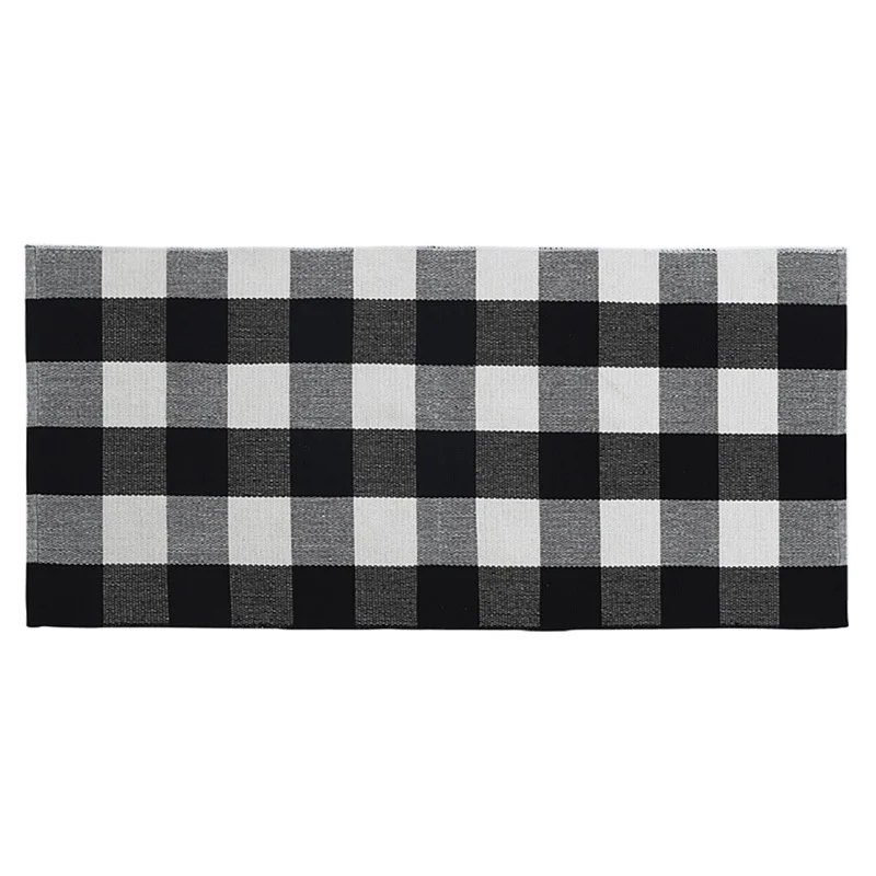 Kitchen Bathroom Cotton Plaid Rugs Black and White Checkered Rug Door Mat Rug Sponge Cleaner #5b25 (8)