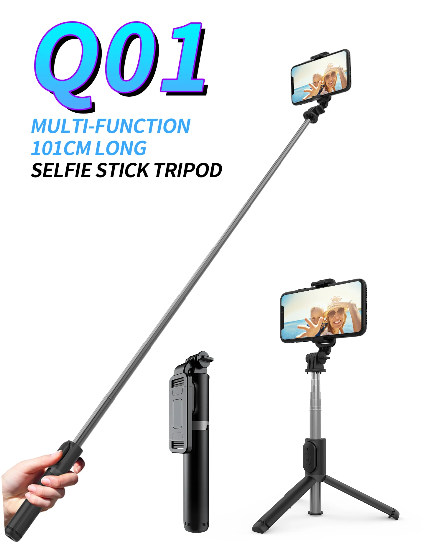 

Wireless Bluetooth Selfie Stick Multi-Function 101cm Long Live Selfie Sticks Tripod with Remote Control for iPhone IOS Android