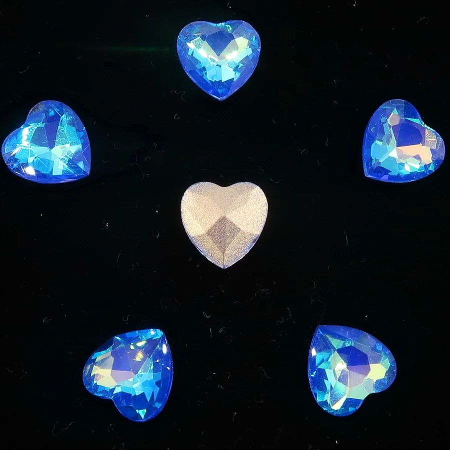 Стеклянные кристаллы 10 мм желейные конфеты AB& радужные цвета в форме сердца, стразы, бусины, аппликация, nailart, ручная работа, сделай сам, отделка - Цвет: A28 Sapphire AB