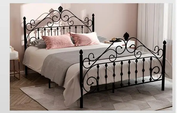 European style light luxury iron bed double iron bed single 1.2m 1.5m 1.8m INS princess web celebrity frame