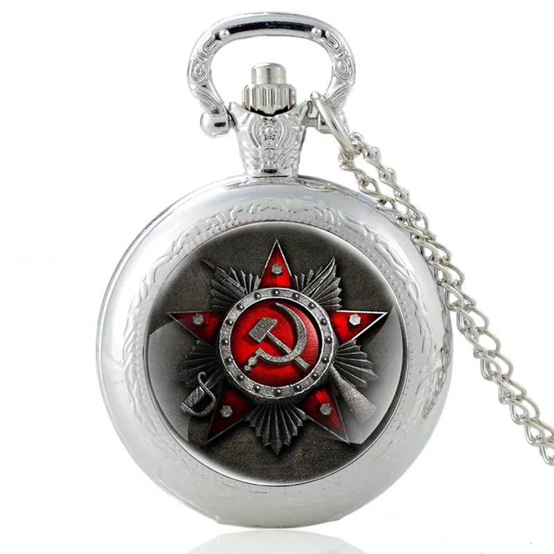 P505-Silver Антикварные советские герои Сталин кварцевые карманные часы винтажные для мужчин и женщин бронзовая подвеска ожерелье Подарки - Цвет: P505-Silver