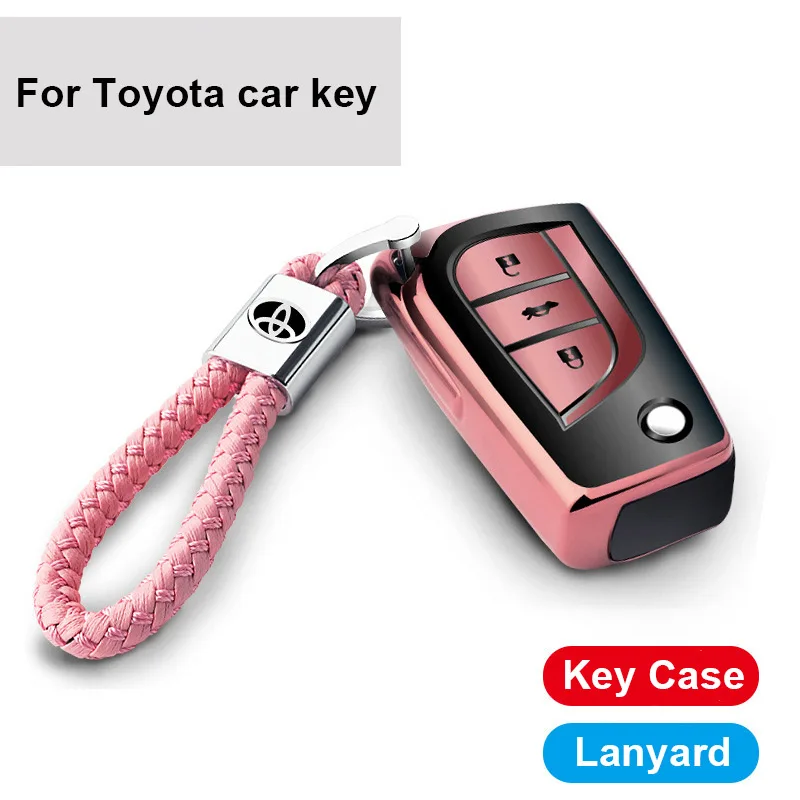 Чехол для ключей от автомобиля Corolla Camry Lewin eiz Highlander RAV4 с ремешком и оплеткой, аксессуары, автомобильный брелок для ключей