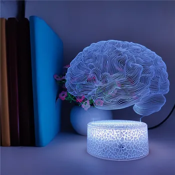 

Smart Phone Control Brain Shape 3D Illusion Color Change Touch Switch LED Night Light Acrylic Atmosphere Party Decoration Lamp
