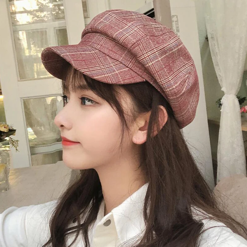 Berretto invernale caldo in lana sintetica berretto da donna artista  francese cappello a cuffia berretto rosso nero viola beige arancione Kawaii  scaldamuscoli piatti|Men's Newsboy Caps| - AliExpress